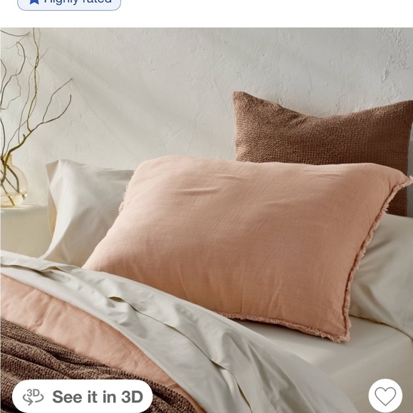 Casaluna King Euro Heavyweight Linen Blend Light Adobe Clay Throw Pillow - Picture 1 of 13